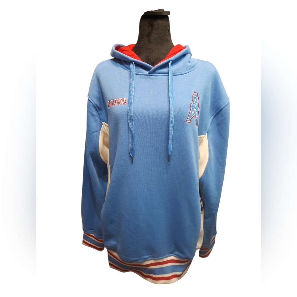 NFL Blue and Red Apparel Oilers/ Tenn Titans Hooded Sweatshirt M